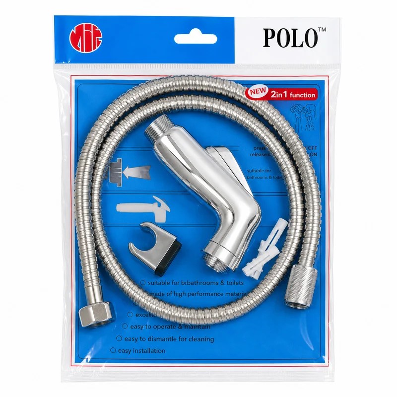 Chrome Plated Plastic Bidet Set with Hose 1/2″