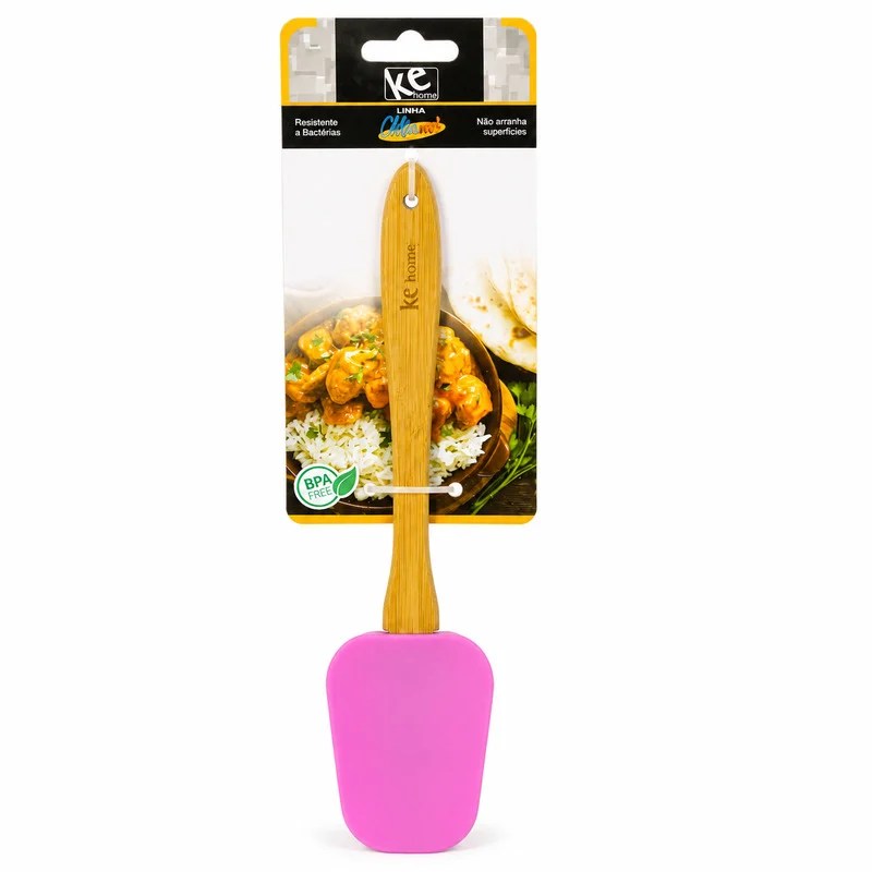 High Quality Silicone Mixing Spoon with Wooden Handle 19cm (Random Colours)