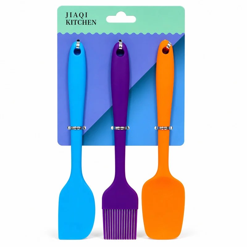 3-in-1 Silicone Kitchen Utensils Set 21cm (Spatula / Mixing Spoon / Brush)