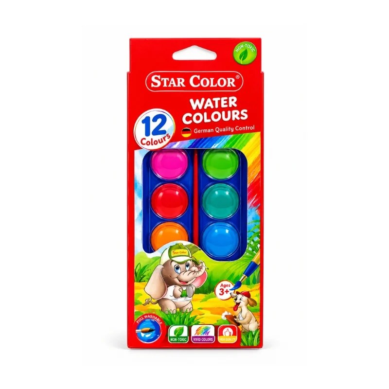 12 Colours High Quality Non-Toxic Water Colours (Random Colours)