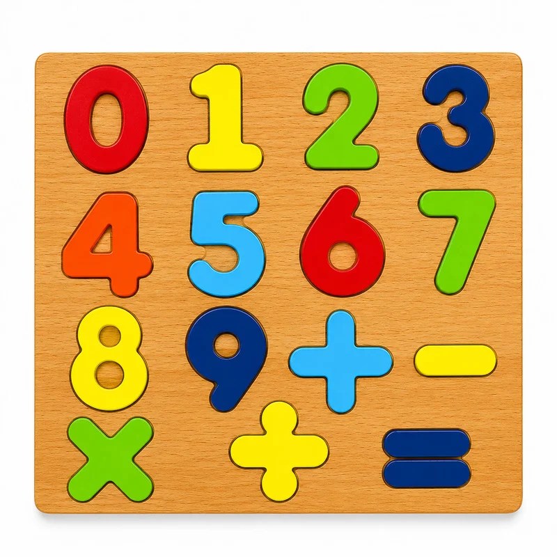 Wooden Numerals Puzzle Board – 15 Pcs