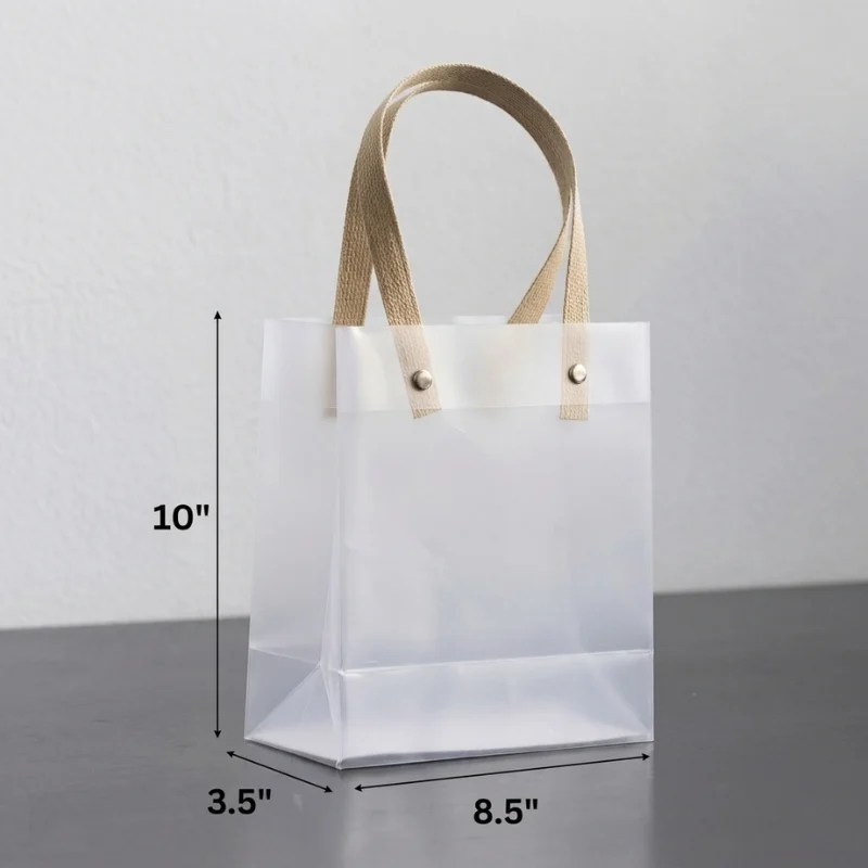 Transparent Frosted PVC Gift Bag (M) – 10″H x 8.5″L x 3.5″W