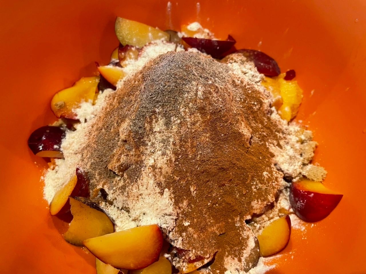 Making Peach Plum Pie Filling