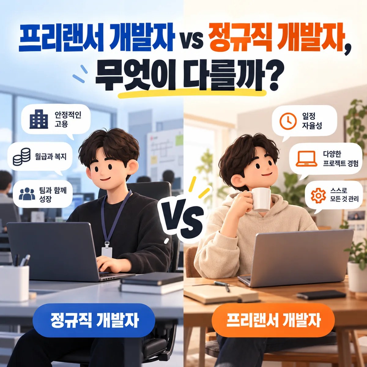프리랜서 개발자 vs 정규직 개발자, 무엇이 다를까?