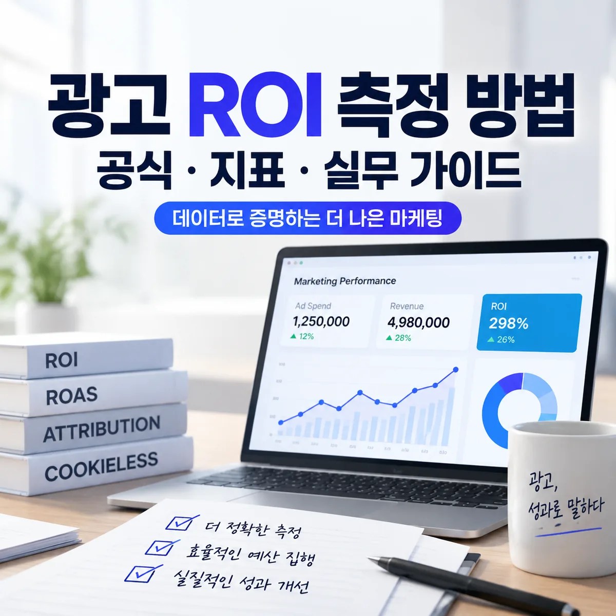 광고 ROI 측정 방법과 공식, 지표를 보여주는 마케팅 성과 분석 대시보드 이미지