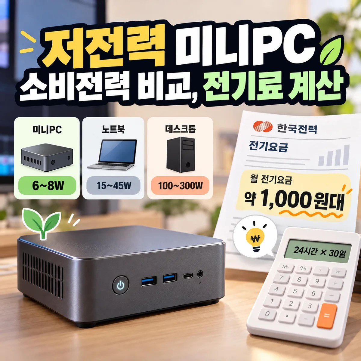 저전력 미니PC 소비전력 비교, 전기료 계산