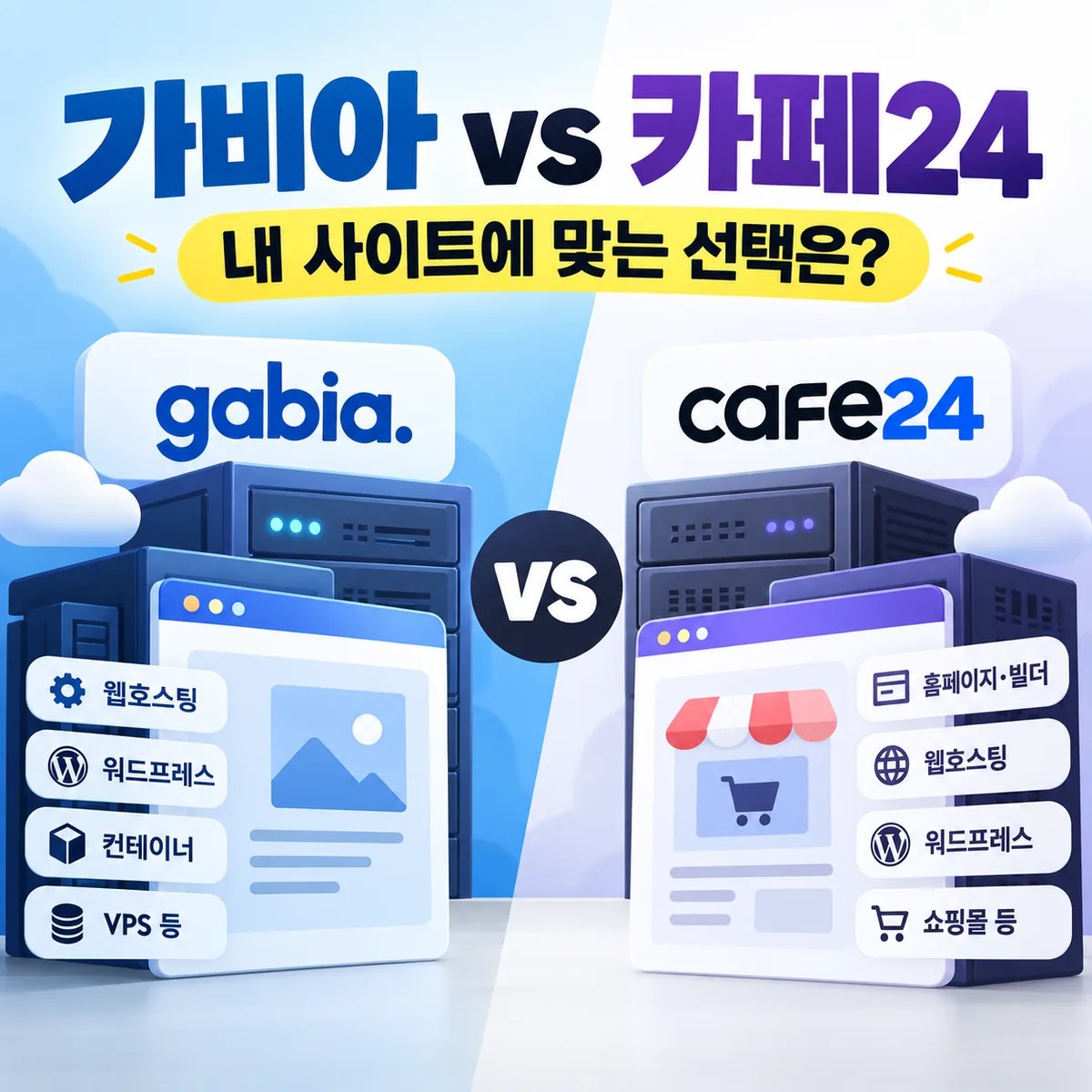 가비아 vs 카페24 호스팅, 내 사이트에 맞는 선택은?