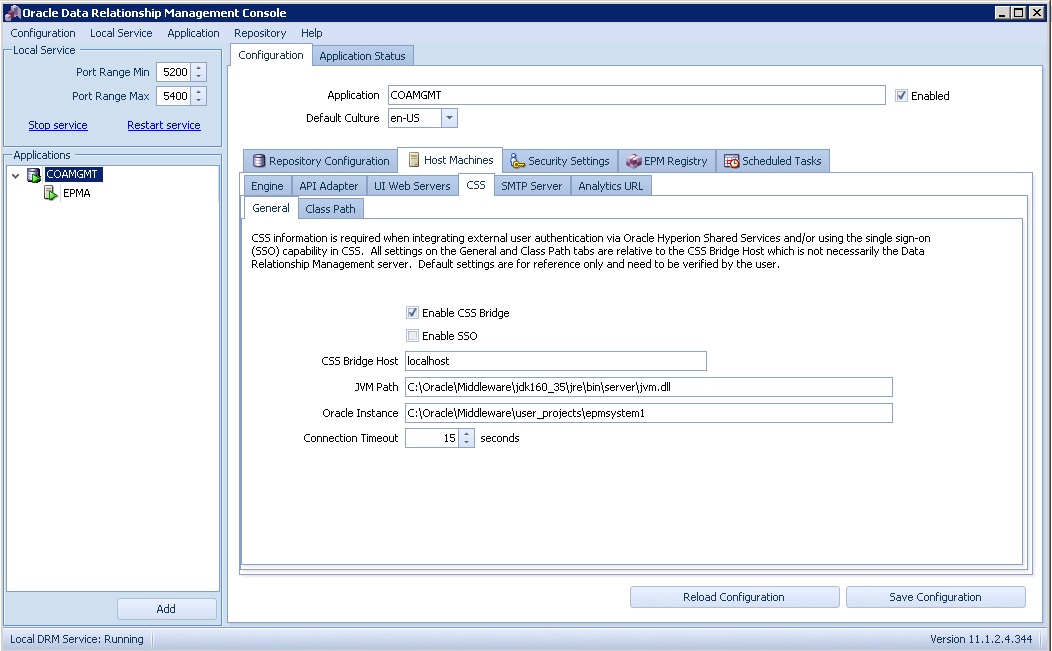DRM console, CSS tab
