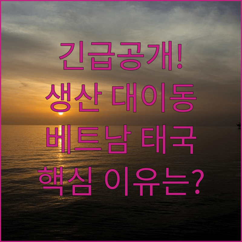 지금 왜 모두 베트남 태국으로 생산지를 옮길까요