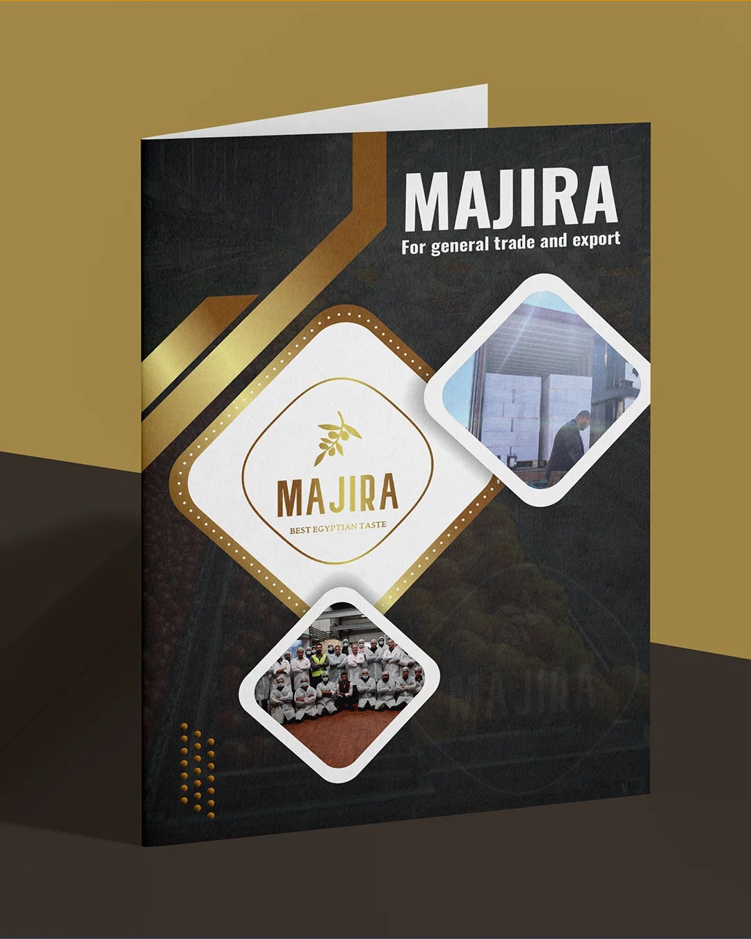 A corporate profile highlighting integrated export solutions, including supply chain management (from farm to consumer), quality control by specialized engineers, logistics, customs clearance, and legal consultations for foreign companies looking to enter the Egyptian market.