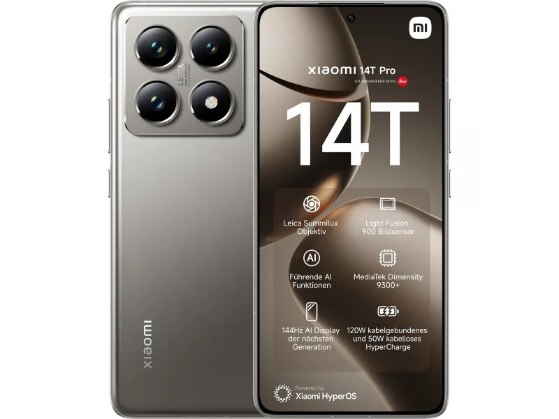 Xiaomi 14T Pro Dual Sim 12+512 Go - Gris Titan DE - MZB0HHFEU