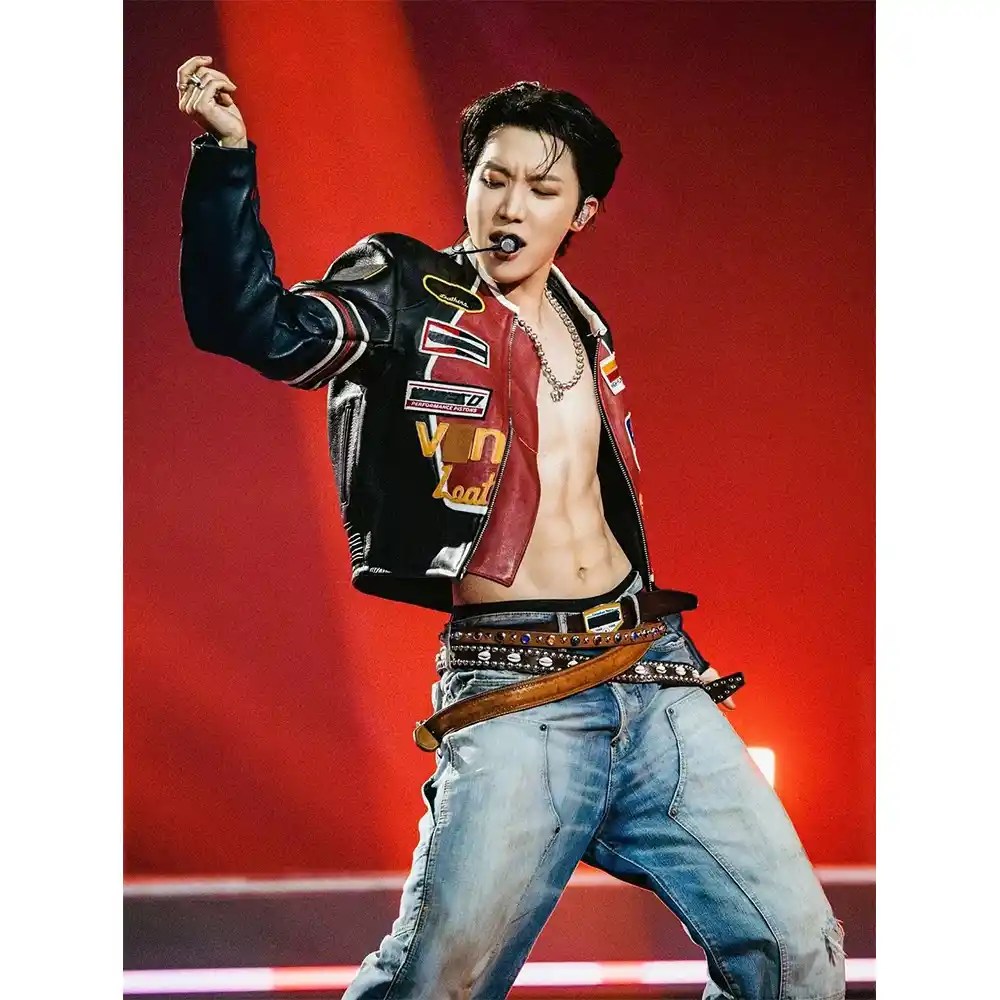 Jhope Red & Black Leather Jacket