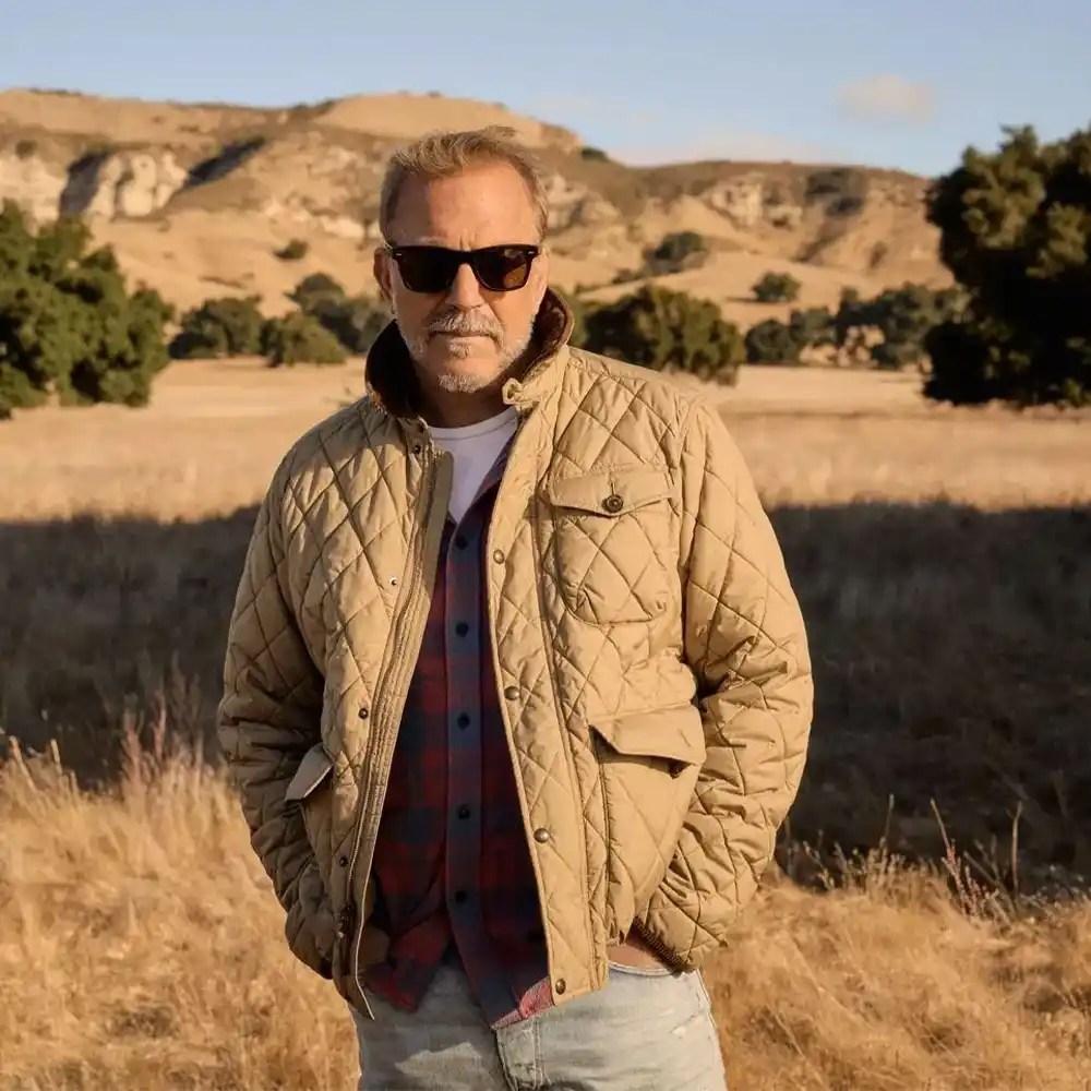 Kevin Costner The West Series Beige Quilted Jacket