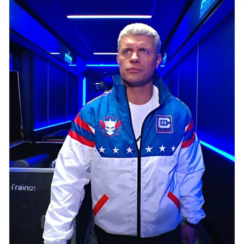 Cody Rhodes Stars Stripes Blue & White Jacket