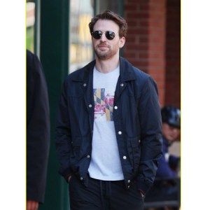 Materialists 2025 Chris Evans Blue Jacket