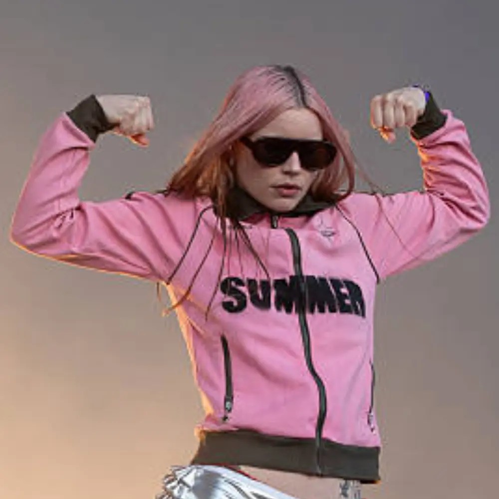 All Together Now Festival Rhian Teasdale Pink Summer Jacket