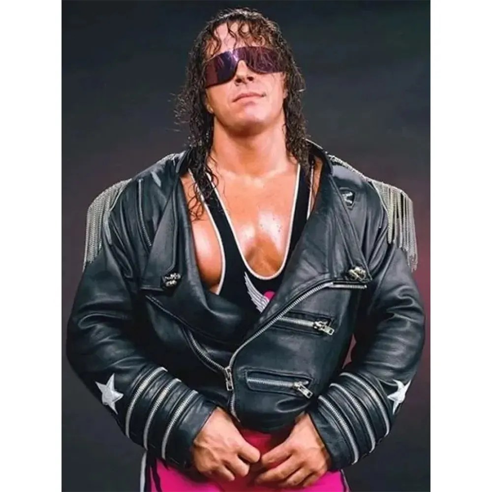Bret Hart Black Leather Jacket