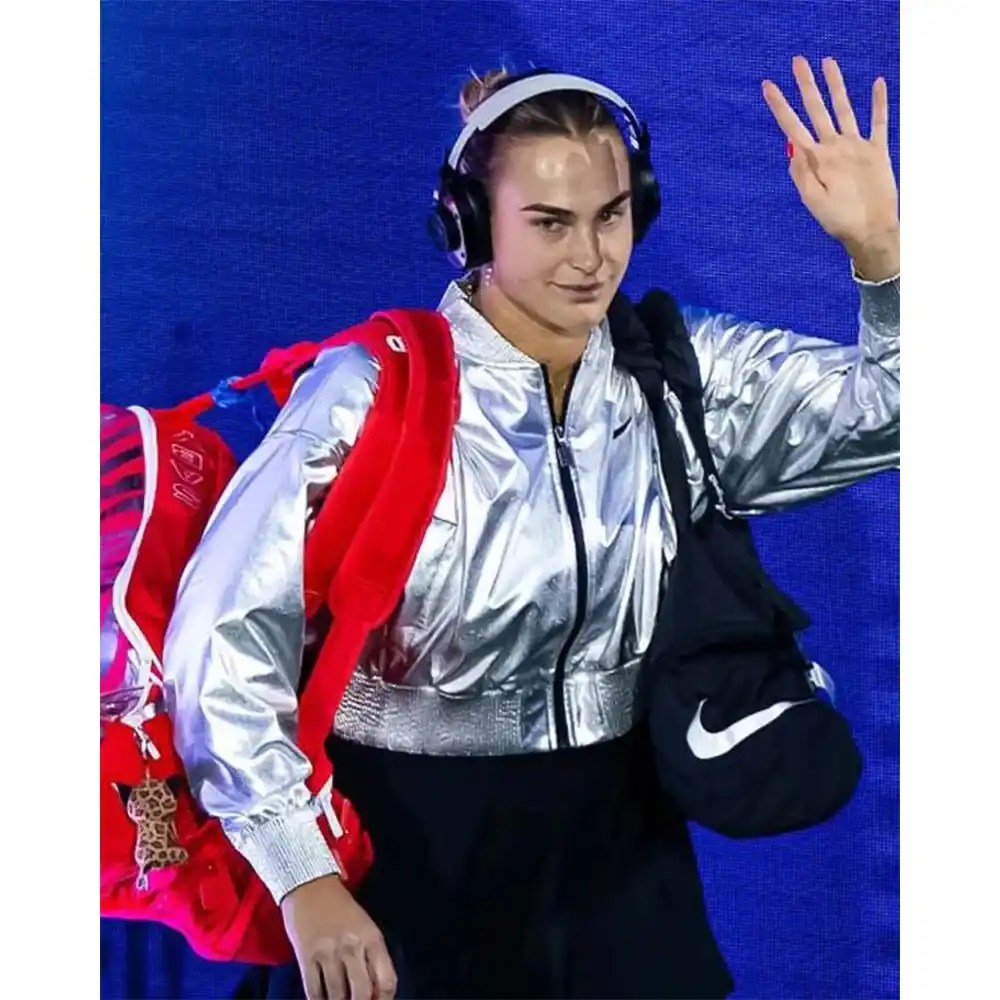 Aryna Sabalenka 2025 US Open Silver Crop Jacket