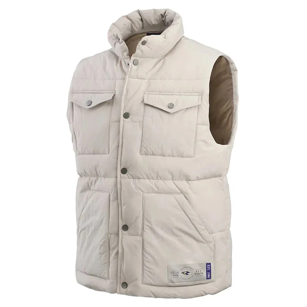 Men's Darius Rucker Collection by Fanatics Cream Baltimore Ravens Puffer Full-Snap Vest