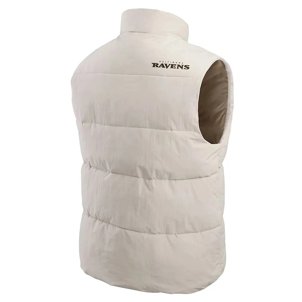 Men's Darius Rucker Collection by Fanatics Cream Baltimore Ravens Puffer Full-Snap Vest Back