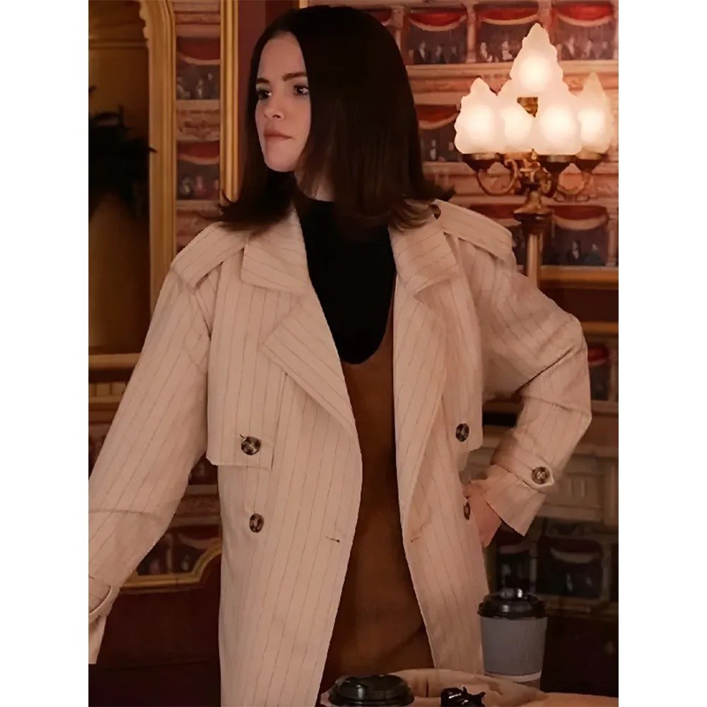 Only Murders in the Building Selena Gomez Pinstriped Coat