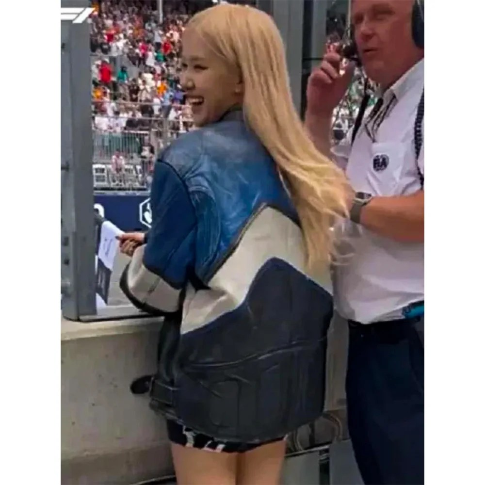 Rosé Miami Grand Prix Racer Leather Jacket Back