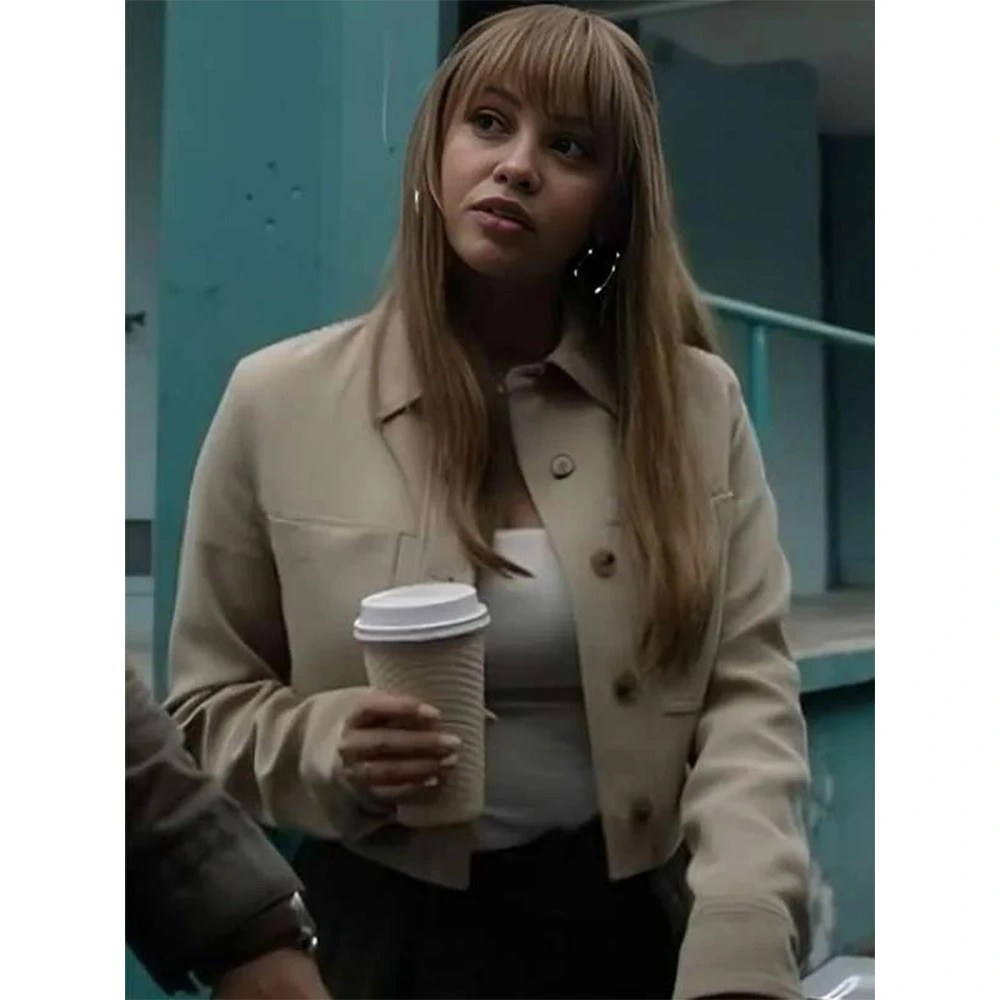 Wild Cards S02 Vanessa Morgan Beige Cropped Jacket
