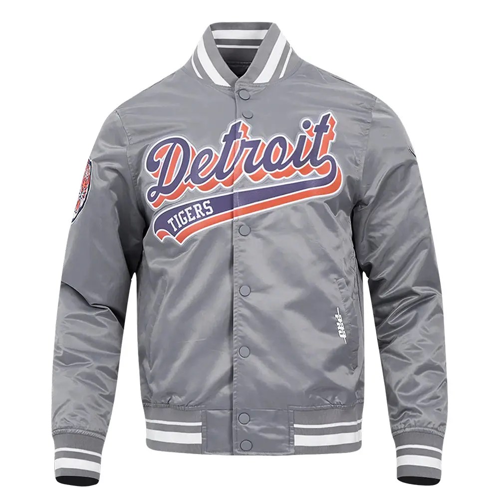 mlb-detroit-tigers-script-tail-mens-satin-gray-jacket