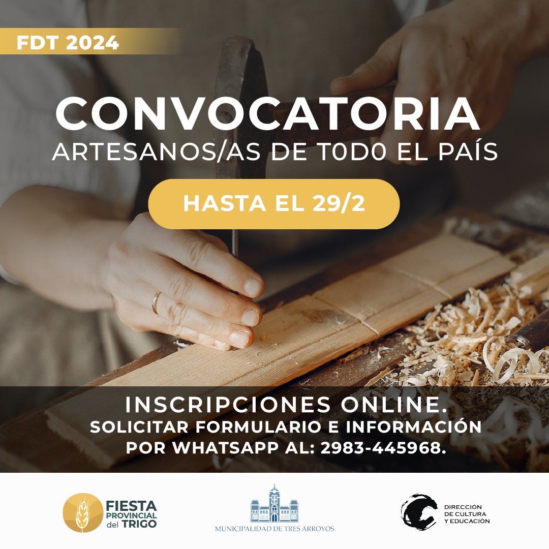 55º Fiesta Provincial del Trigo: CONTINÚAN LAS INSCRIPCIONES PARA ARTESANOS DE TODO EL PAÍS.