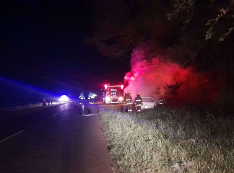 Un incendio destruyó el auto de turistas marplatenses camino a Claromecó
