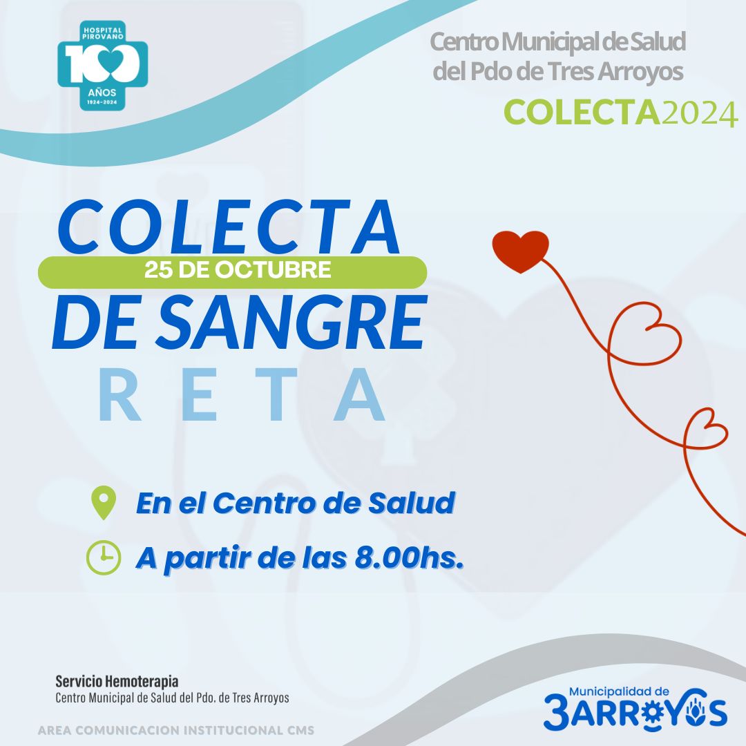 EN RETA: Nueva colecta de sangre el 25 de Octubre