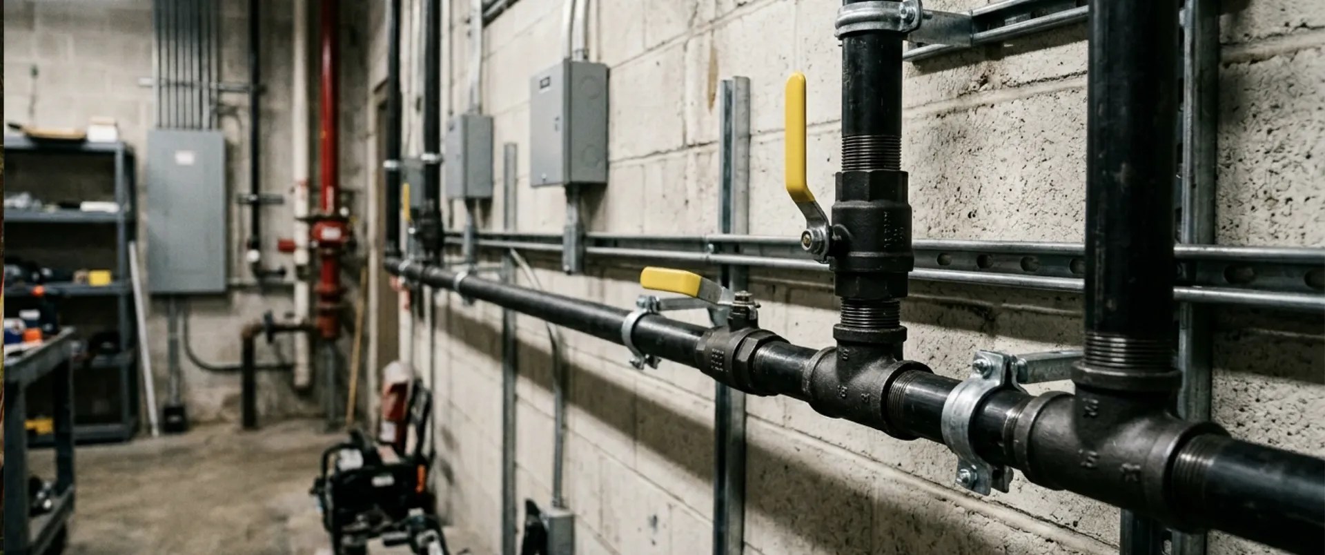 Technician installing a residential gas line