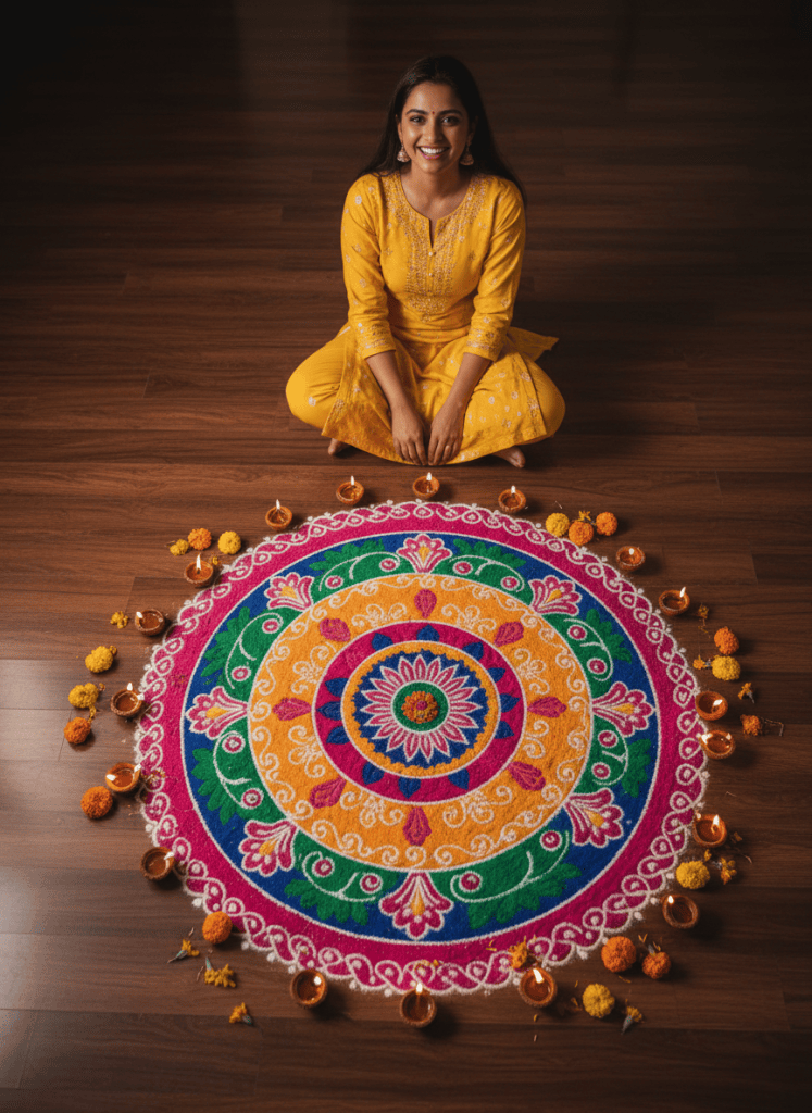 Diwali rangoli AI photo edit example