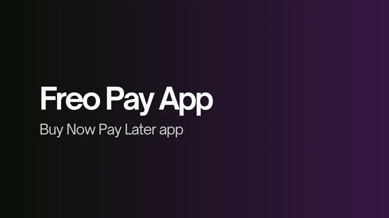 Text on a dark gradient background reads, "Freo Pay App, Buy Now Pay Later app," in bold white letters, conveying a modern and innovative tone.