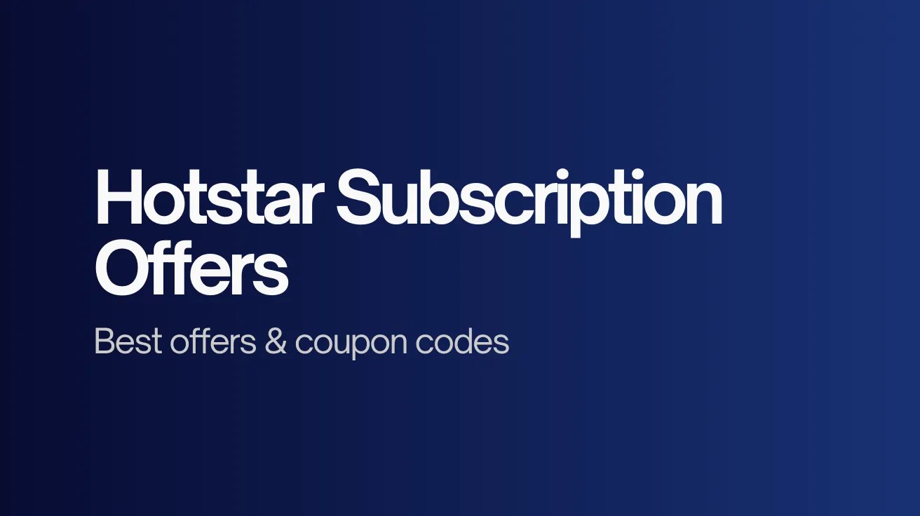 Blue background with bold white text reading "Hotstar Subscription Offers." Smaller text below says "Best offers & coupon codes." Clean and promotional tone.