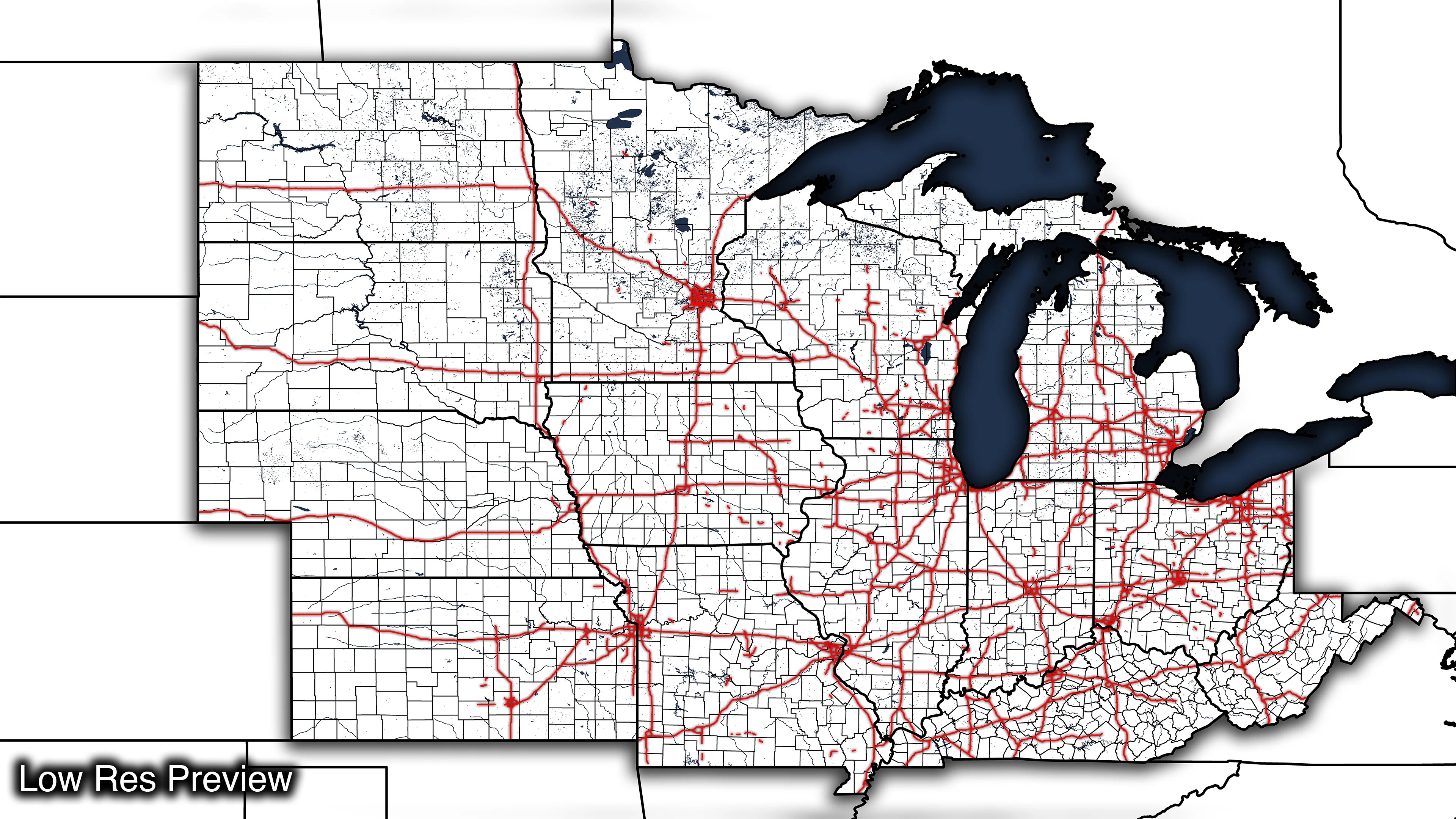 16k Digital Upper Midwest Map Trilogy Maps 16k White Upper Midwest Map 