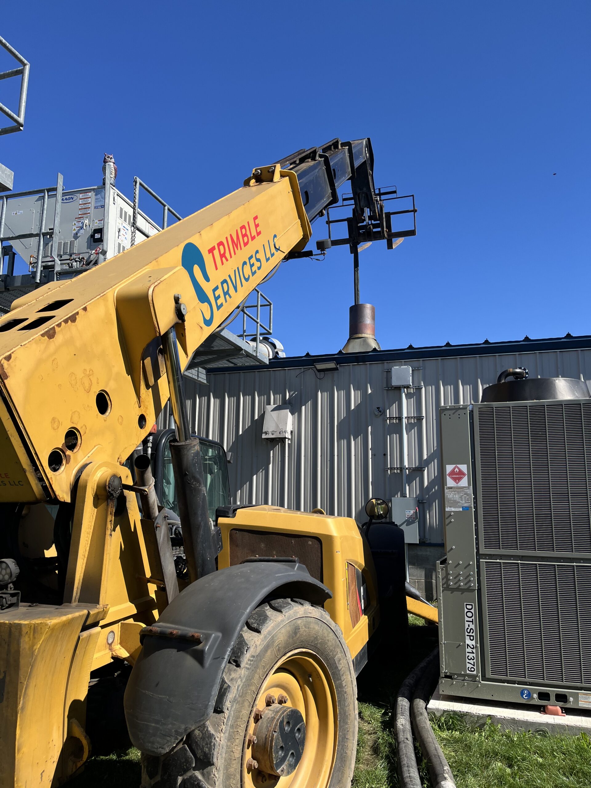Trimble Services telehandler used during boiler rigging project