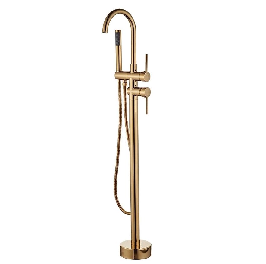 Adria Freestanding Bath Spout & Hand Shower Shiny Gold Trinity