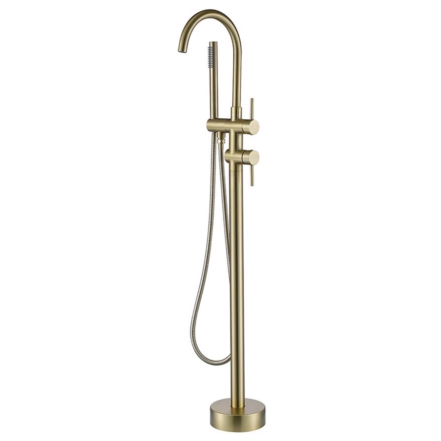 Adria Freestanding Bath Spout & Hand Shower Brushed Gold Trinity