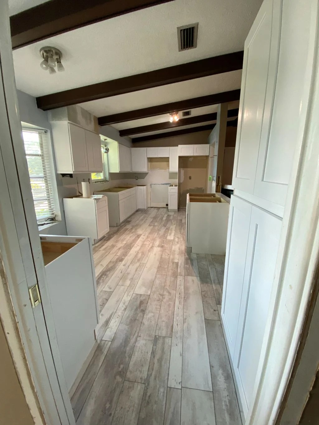 Photo of Kitchen remodeling project in progress.