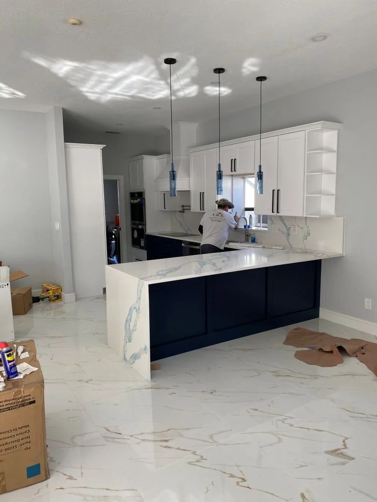 photo of finished kitchen remodel project showing finished kitchen.
