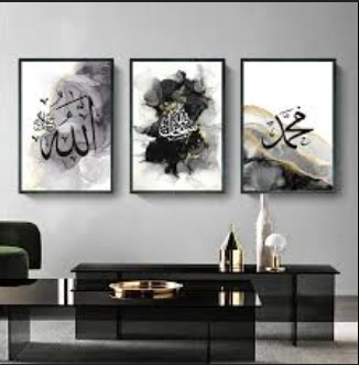 set of 3 sticky wooden frames for home office wall decore / sticky phototiles