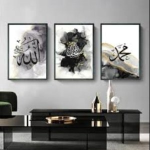 set of 3 sticky wooden frames for home office wall decore / sticky phototiles