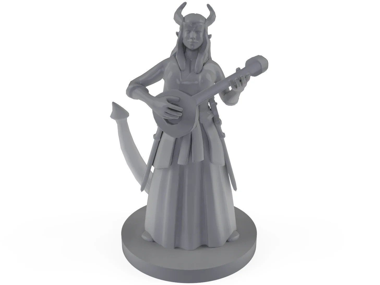 Tiefling Female Bard 3d Printed Dnd Gaming Miniature Triple D Designs