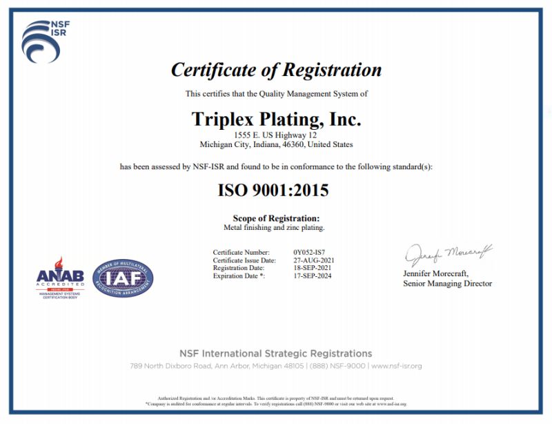Certifications Triplex Plating - Premium Vintage Photo Gallery - Desktop