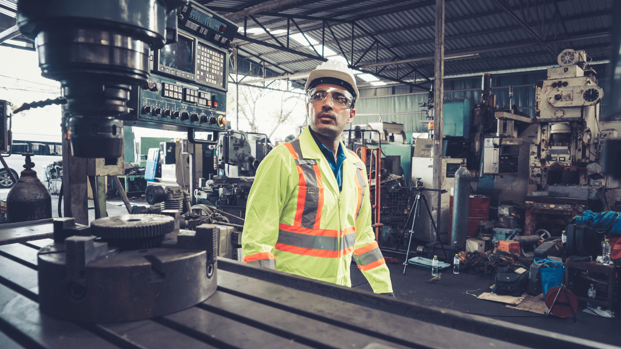 reliability engineer working on equipment in factory