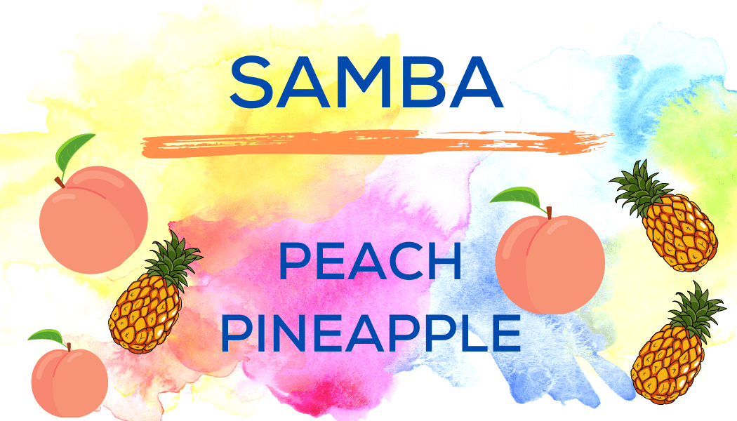 Shaved Ice Flavors-Tropical Sno Peoria-SAMBA- juicy peach, juicy pineapple