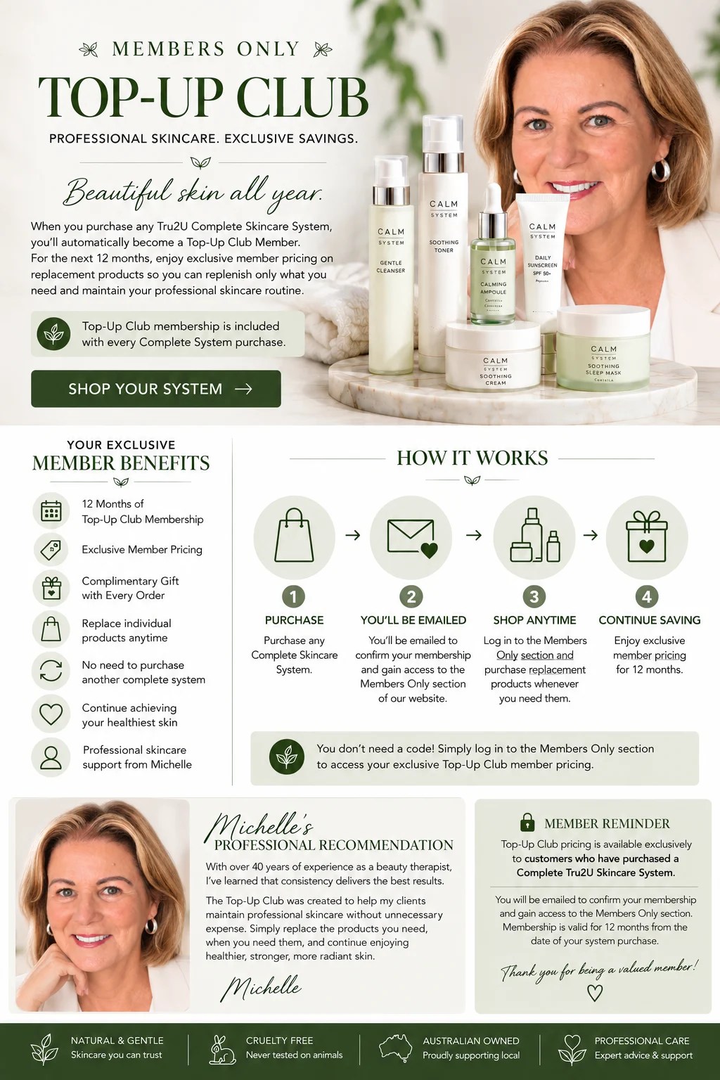 Tru2u Members Club skincare rewards and benefits