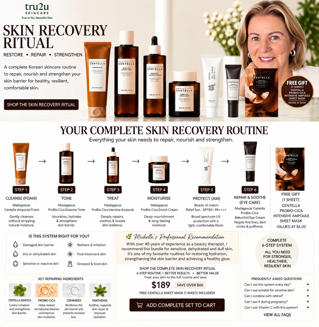 Repair Korean Skincare system for dry and compromised skin
