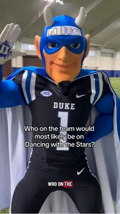 Duke Blue Devil mascot in football uniform